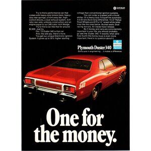 1973 Plymouth Duster 340 Coupe Muscle Car Vintage Print Ad Man Cave Wall Art
